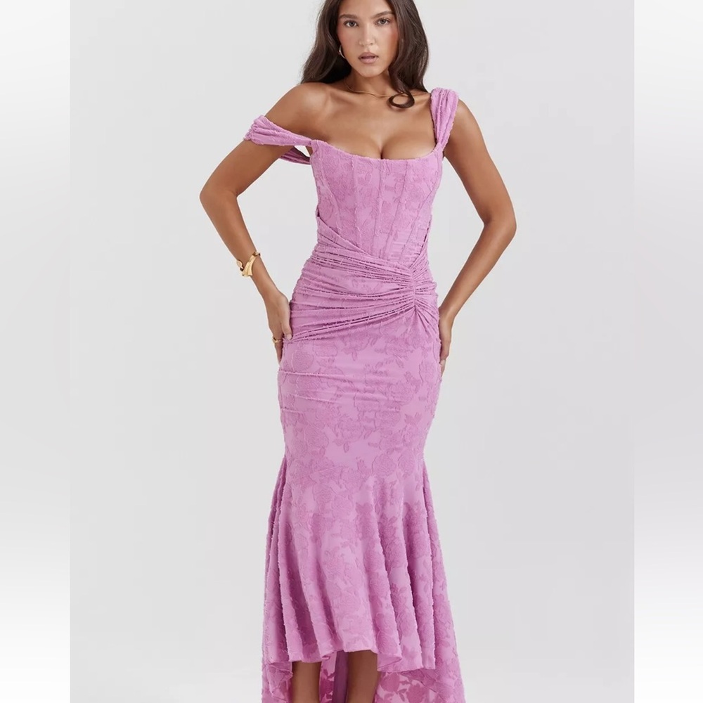 House of CB Cesca Pink Sculpted Lace Mermaid Corset Dress Wedding Bridesmaid